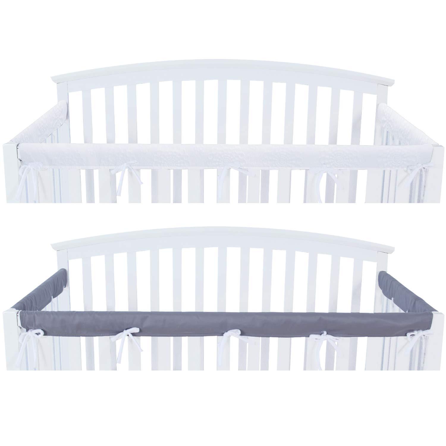 1Pack Padded Baby Crib Rail Cover Protector Safe Teething Guard Wrap 51x18”  Gray
