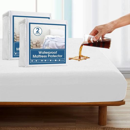 2 Pack Twin Mattress Protector Waterproof Mattress Pad Cover