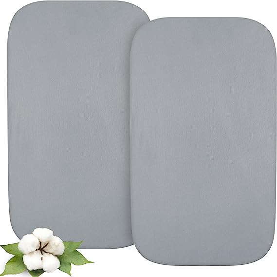 Bassinet Sheets - Fit AMKE 3 in 1 Baby Bassinets (20"X35"), 2 Pack, 100% Organic Cotton, Grey - Biloban Online Store