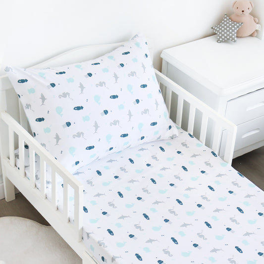 Toddler Sheet Sets 2 Piece - Includes a Crib Fitted Sheet and Pillowcase Whale