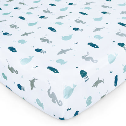 Toddler Sheet Sets 2 Piece - Includes a Crib Fitted Sheet and Pillowcase Whale