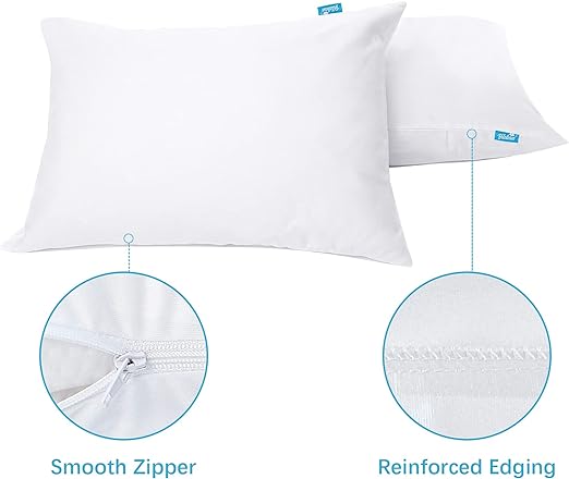 Waterproof Toddler Pillowcase with Zippper - 4 Pack, Ultra Soft Microfiber, Fits Toddler Pillow 12"x16", 13"x18" or 14"x19", White