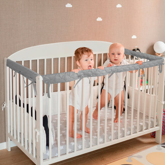 3 Pieces Crib Rail Cover - Protector Safe Teething Guard Wrap, Reversible, Fit Side and Front Rails