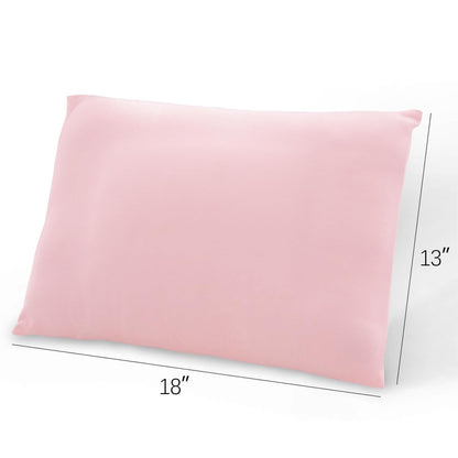 Toddler Pillow Quilted with Pillowcase - 2 Pack, 13" x 18", 100% Cotton, Ultra Soft & Breathable, Pink