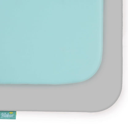 Pack n Play Sheet | Mini Crib Sheet - 2 Pack, Ultra Soft Microfiber, Fits Graco Pack and Play, Aqua & Grey, Preshrunk