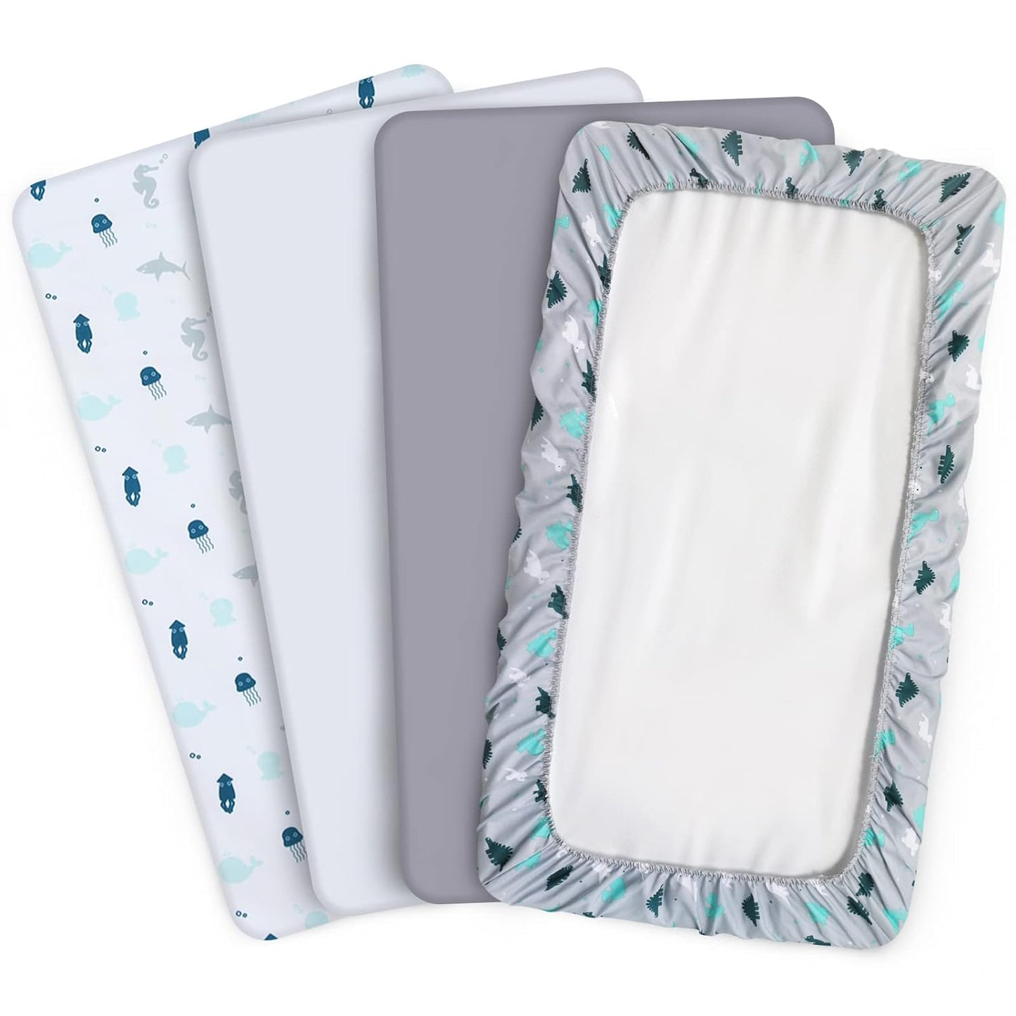 Crib Sheet - 4 Pack, Ultra Soft Microfiber (for Standard Crib/ Toddler Bed)