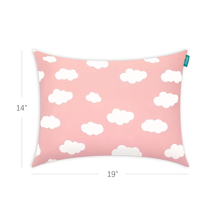 Toddler Pillow - 14" x 19", Multi-Use, Soft & Skin-Friendly, Pink Cloud