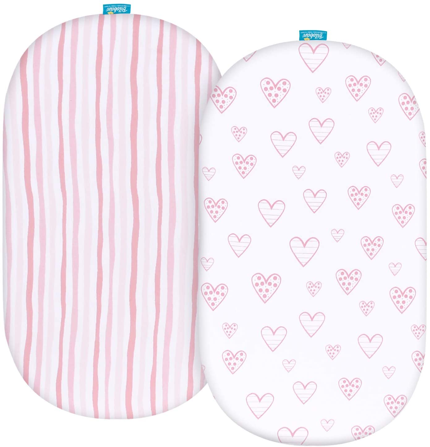 Bassinet Sheets - Fit Baby Delight Beside Me Doze Deluxe Bedside Bassinet, 2 Pack, 100% Jersey Cotton, Pink & White - Biloban Online Store