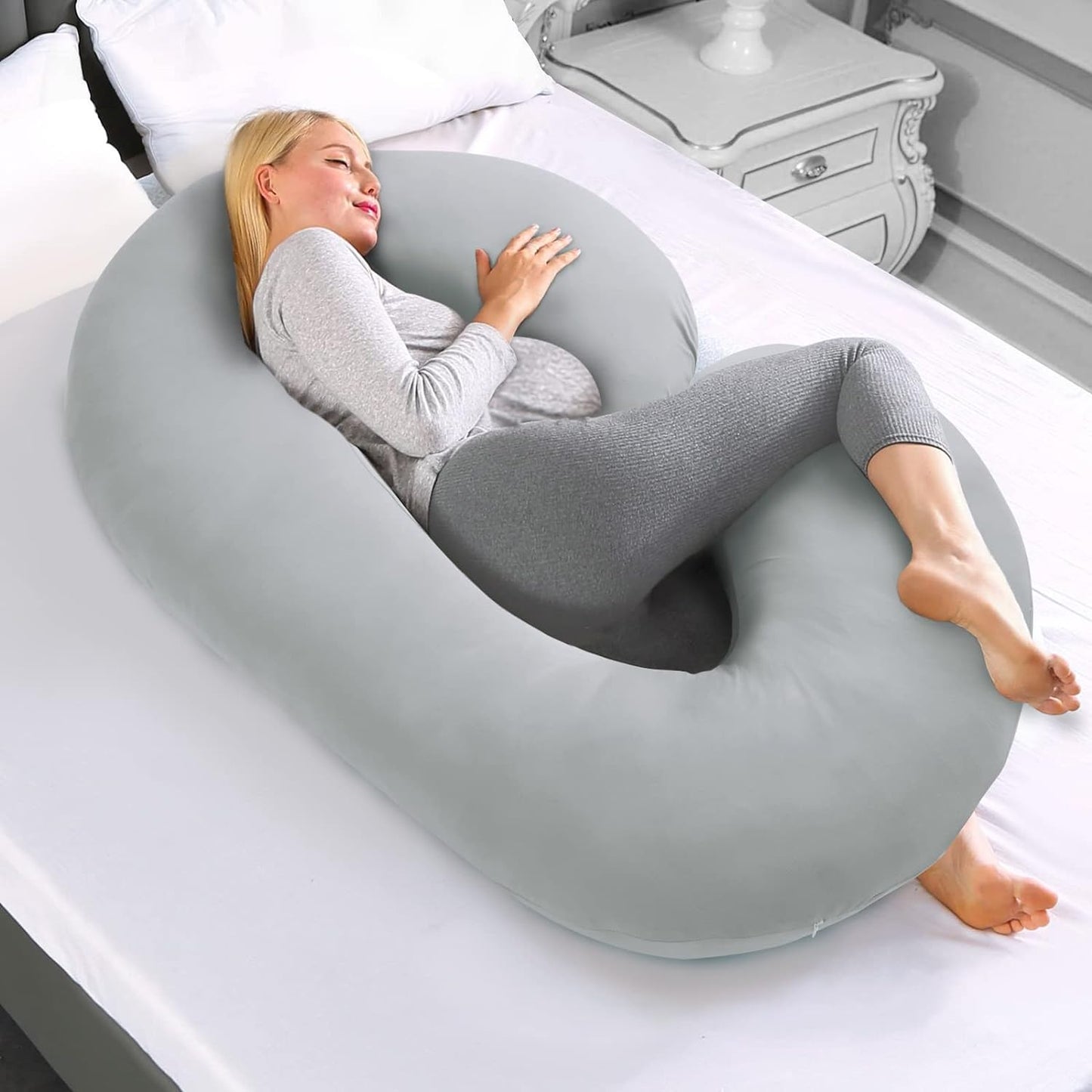 Pregnancy Pillow Cover - for C-Shaped Maternity Body Pillows, Ultra-Soft Microfiber