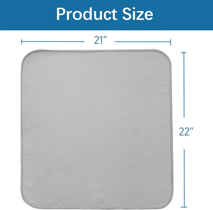 Washable Reusable Bed Pad - 22" x 21", Incontinence Underpads, Waterproof Chuck Pads, Seat Protector with Non-slip Back for Adults, Elderly, Kids and Pets, Machine Washable