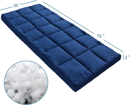 Quilted Cot Mattress Topper - 75" x 30", Soft and Thicker Cot Pad Only, for Camping Cot/Rv Bunk/Narrow Twin Beds