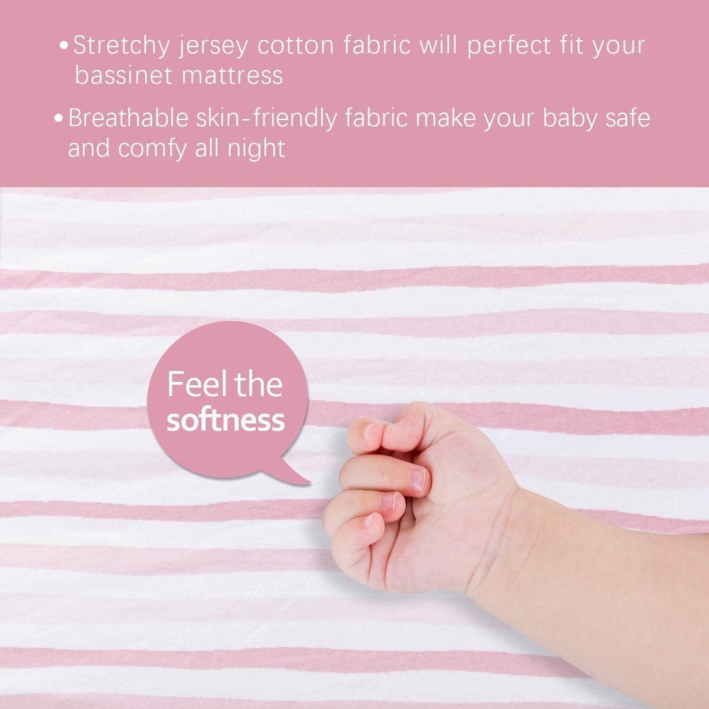 Bassinet Sheets - Fit Baby Trend Lil Snooze Deluxe III for Twins Bassinet, 2 Pack, 100% Jersey Cotton