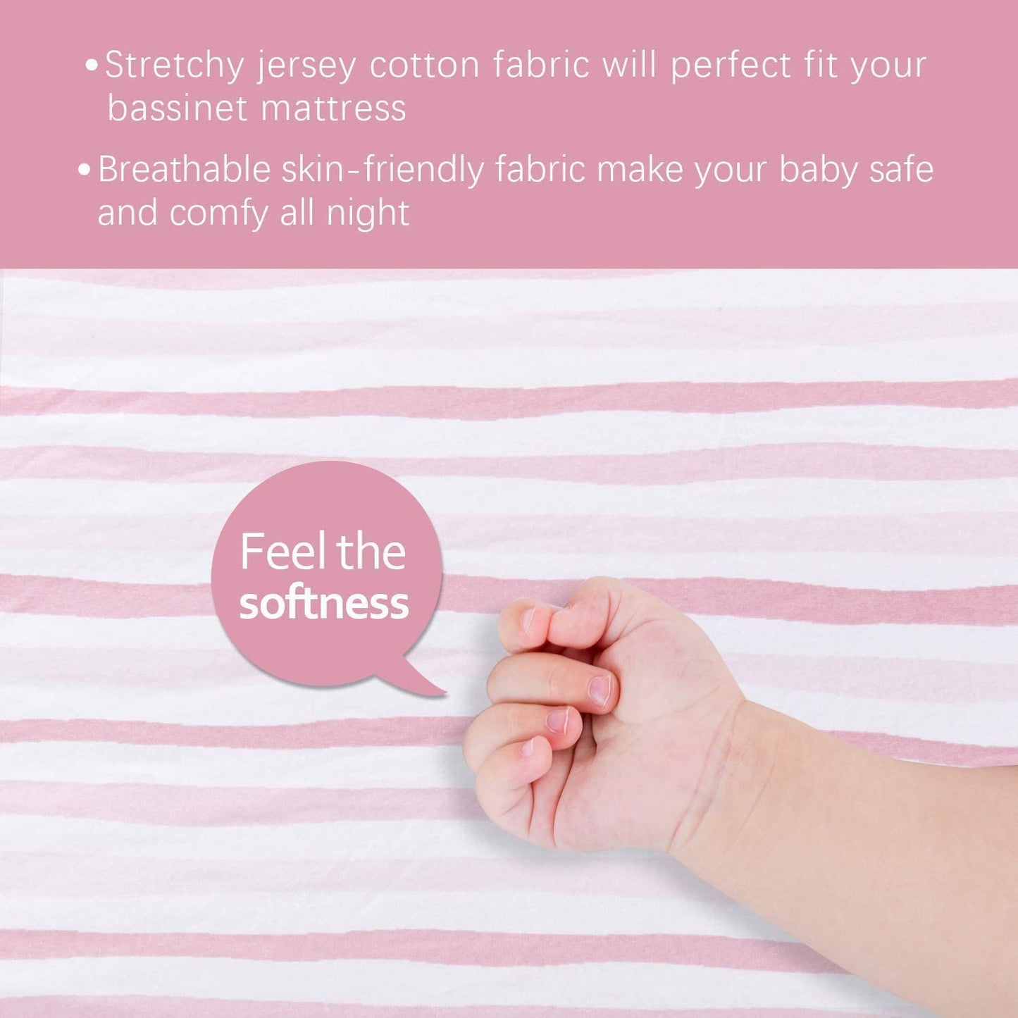 Bassinet Sheets - Fit AMKE Baby Bassinets (19"X33"), 2 Pack, 100% Jersey Cotton