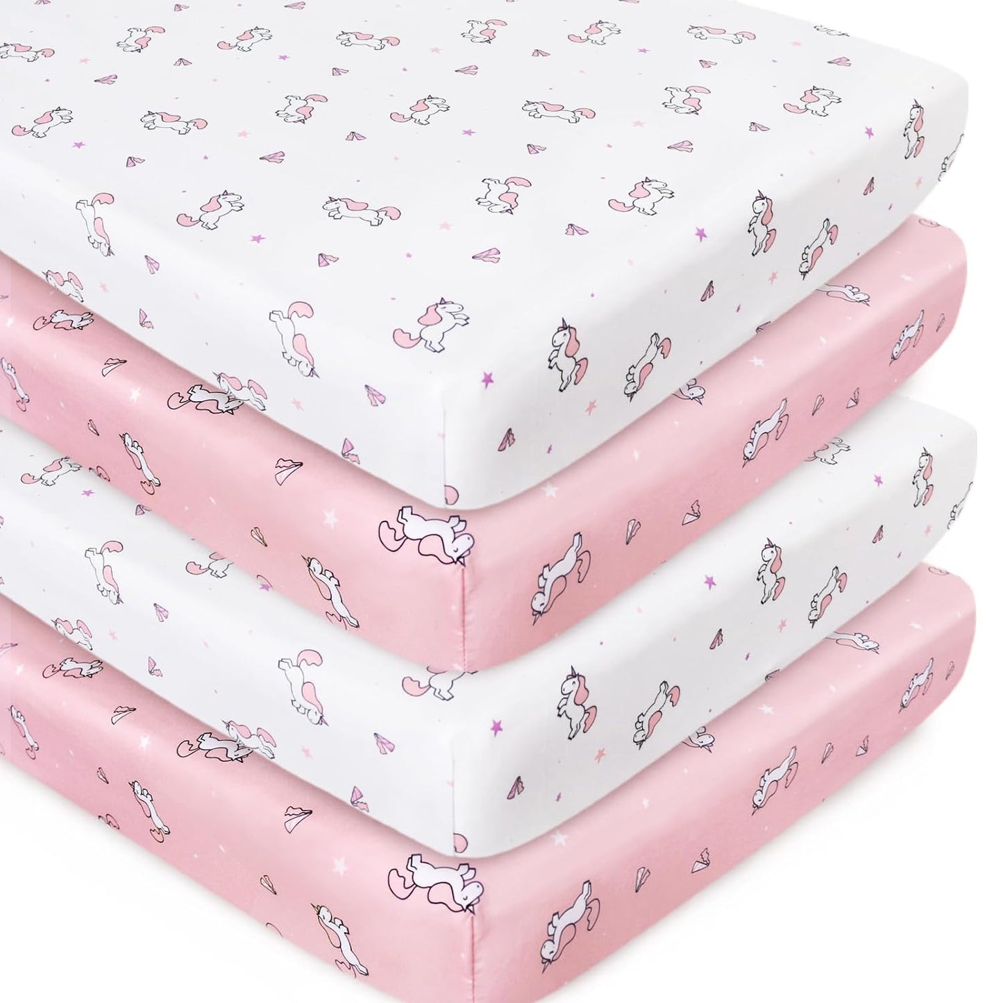 Crib Sheet - 4 Pack, Ultra Soft Microfiber (for Standard Crib/ Toddler Bed)