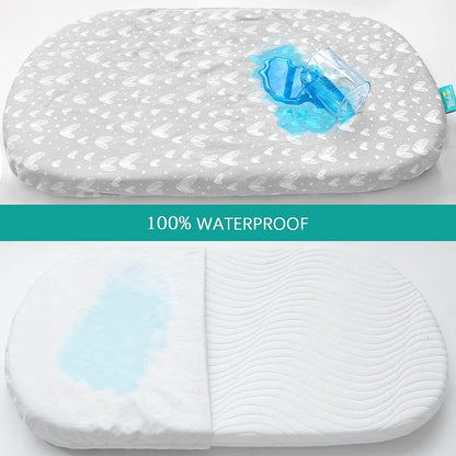 Waterproof Bassinet Sheets 21" x 35" - 2 Pack, 100% Organic Cotton - Biloban Online Store