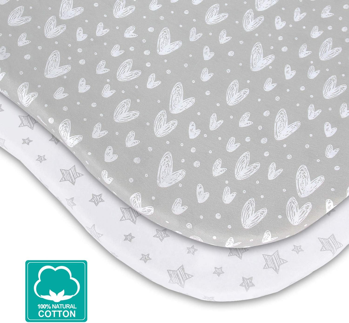 Bassinet Sheets - Fit ANGELBLISS 3 in 1 Rocking Bassinet, 2 Pack, 100% Jersey Cotton