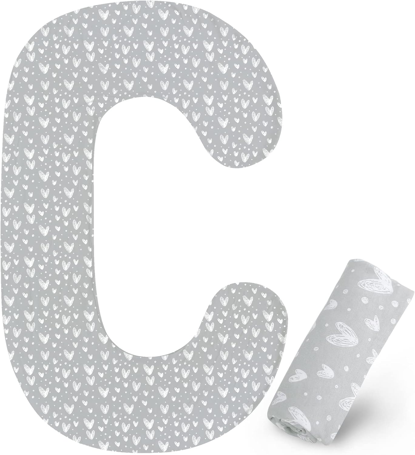 Pregnancy Pillow Cover - for C-Shaped Maternity Body Pillows, Ultra-Soft Microfiber, Grey Star- Biloban Online Store