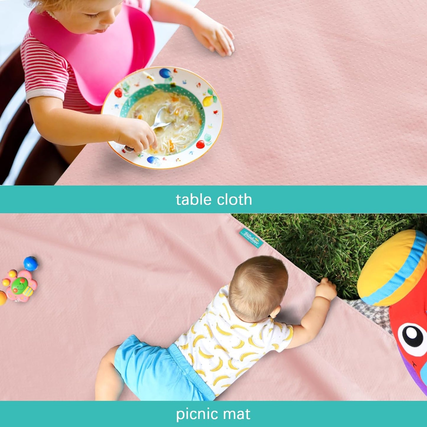 Splat Mat - 2 Pack, Waterproof, For Under High Chair & Arts & Crafts & Eating Mess, Anti-Slip & Reusable & Portable, Pink