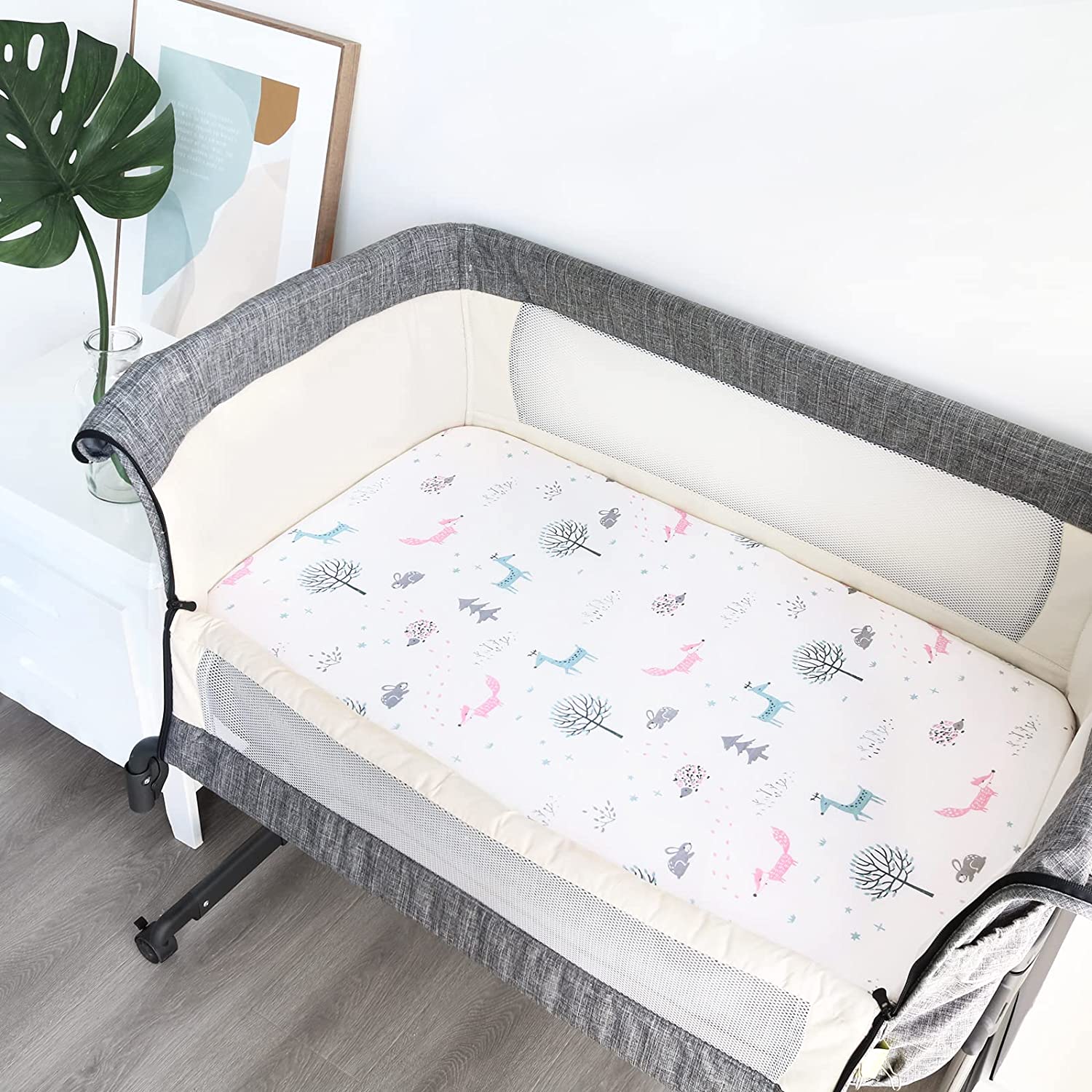 Biloban Online Store Muslin Bassinet Sheet Fits Arm s Reach Mini Ezee 2 in 1 Co Sleeper Bassinet 2 Pack Star Fox