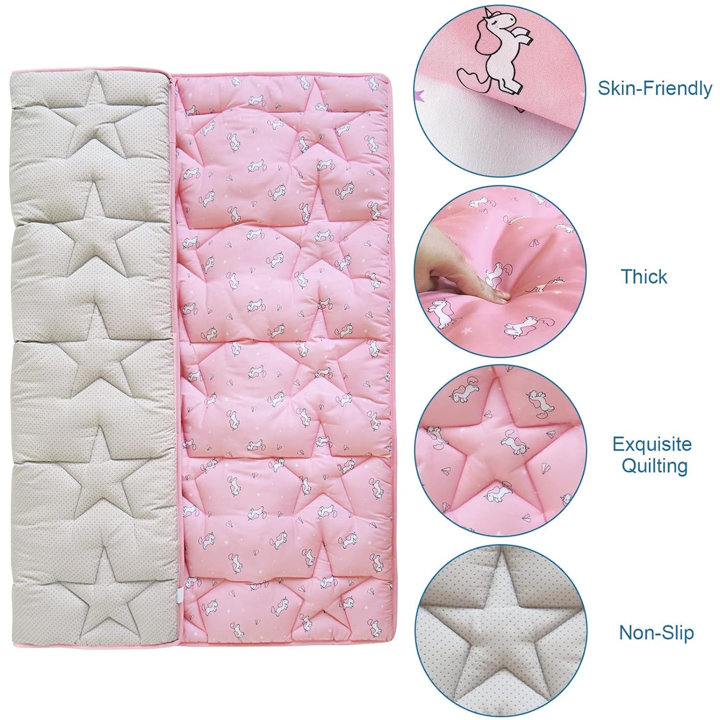 Baby Play Mat | Playpen Mat - 72'' x 59'', Thicker Padded Tummy Time Activity Mat for Infant & Toddler, Pink Horse