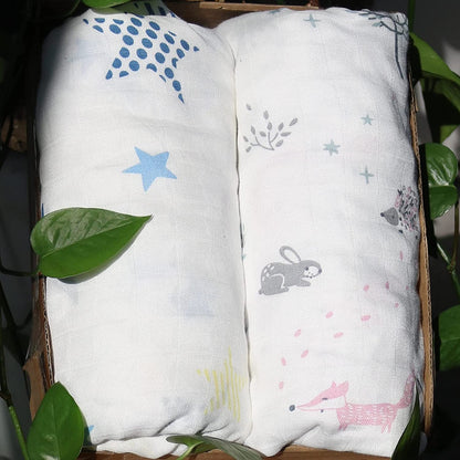 Muslin Bassinet Sheet - Fits Mika Micky Bedside Sleeper, 2 Pack, Star & Fox