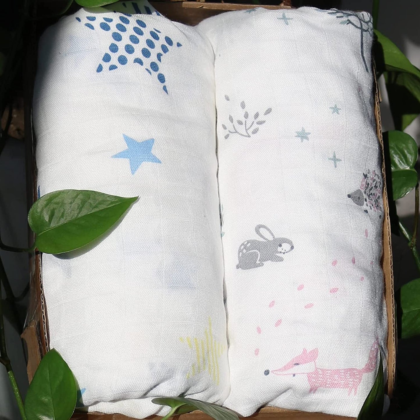 Muslin Bassinet Sheet - Fits Cuddor Bedside Bassinet, 2 Pack, Star & Fox