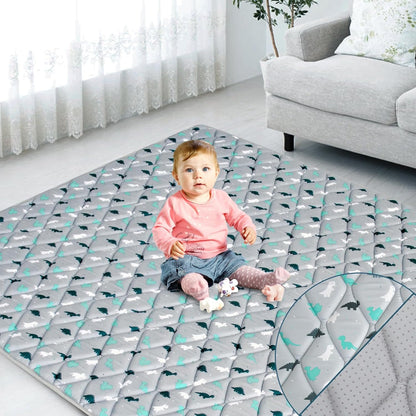 Premium Foam Baby Play Mat | Playpen Mat - Foldable & Non-Toxic Crawling Mat for Infant & Toddler, Grey Dinosaur - Biloban Online Store