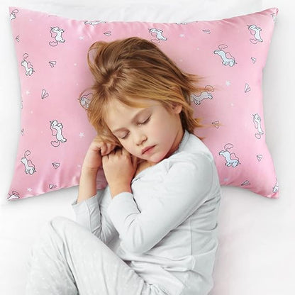 Toddler Pillow - 2 Pack, 14" x 19", Multi-Use, Soft & Skin-Friendly, Pink Horse