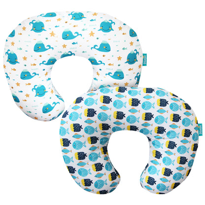 Breastfeeding Pillow Covers (2 Pack) - Whale & Fish