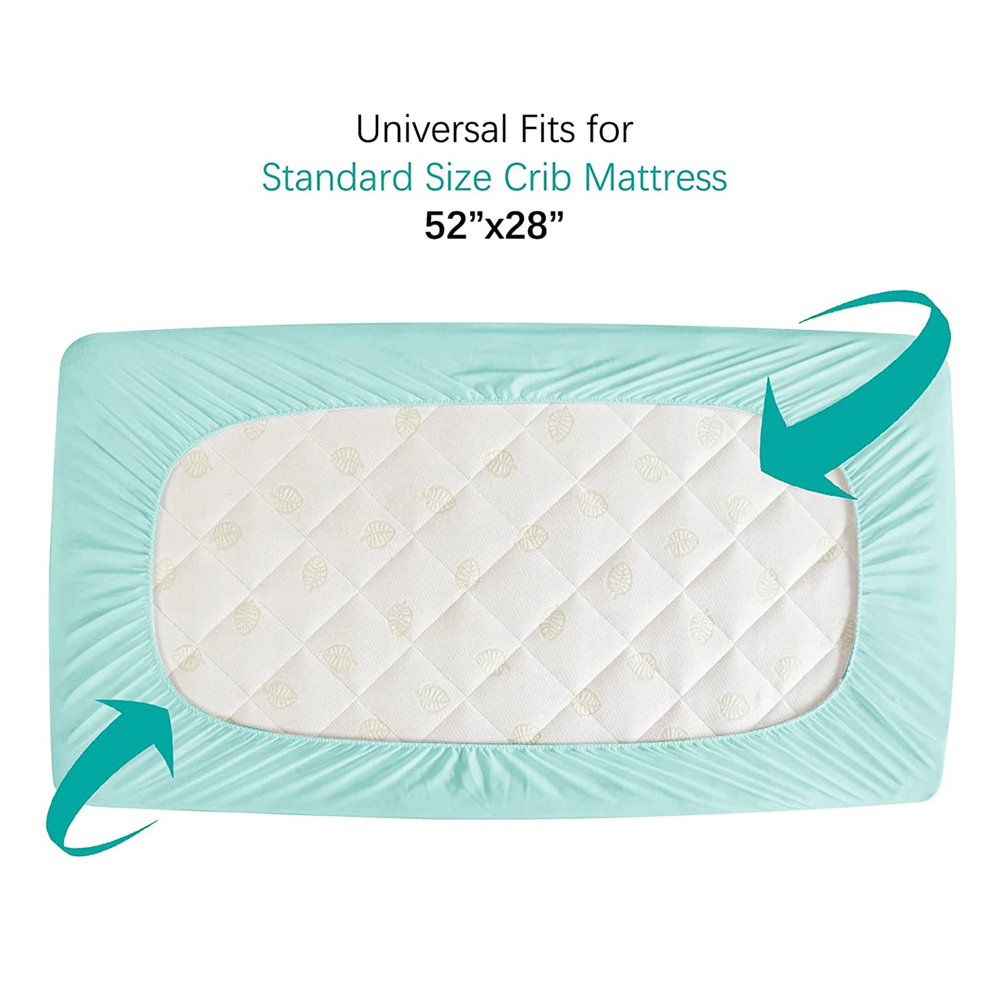 Crib Mattress Protector/ Pad Cover - Quilted Microfiber, Waterproof, Aqua (for Standard Crib/ Toddler Bed)