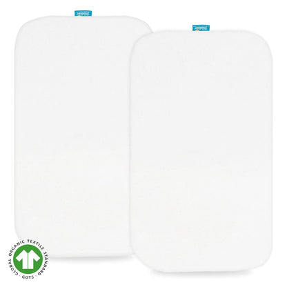 Bassinet Sheets - MiClassic 2in1 Stationary&Rock Bassinet, 2 Pack, 100% Organic Cotton, White -Biloban online store