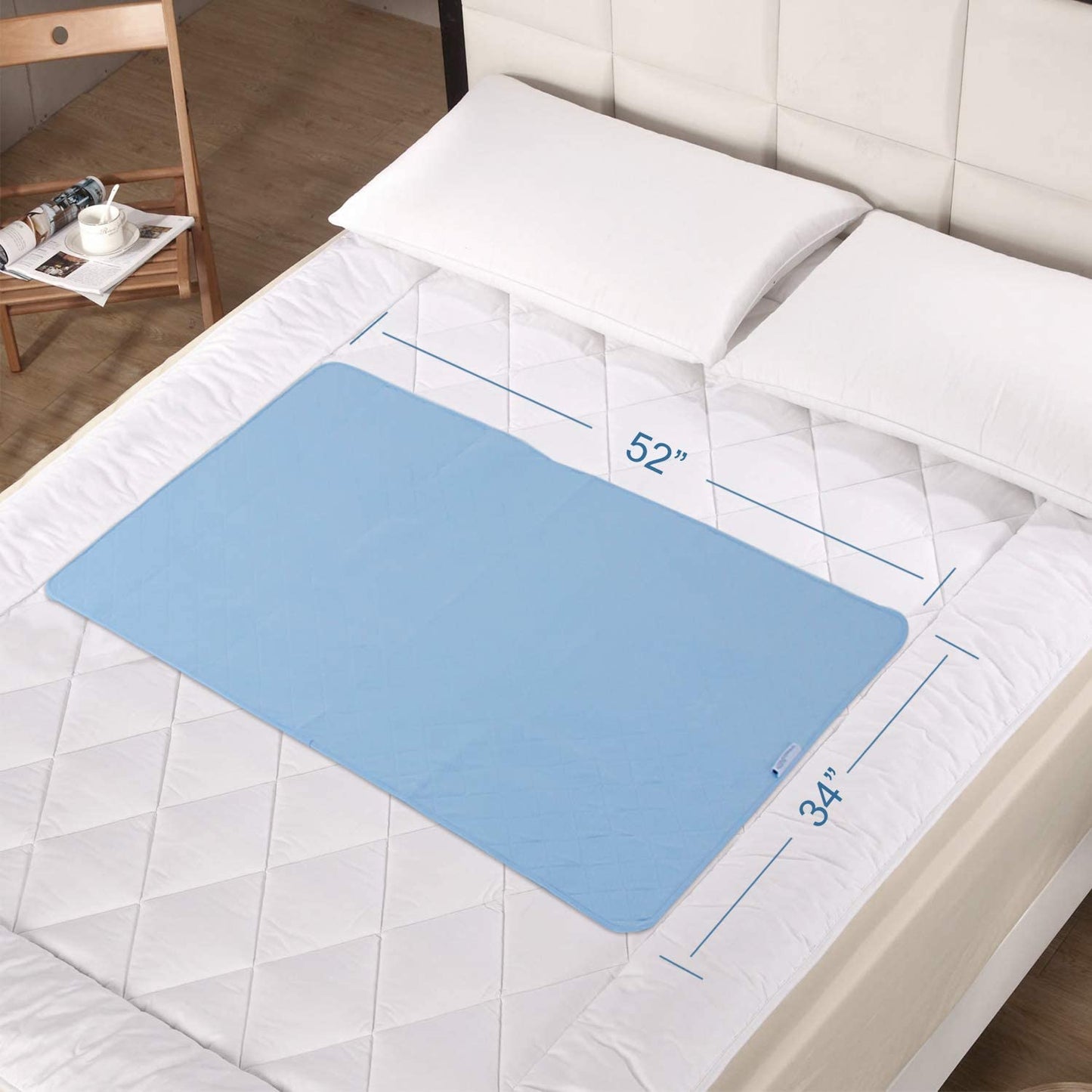 Big Size Washable Bed Pad/XXL Incontinence Underpad - 36 X 72 - Mattress  Protector - Blue